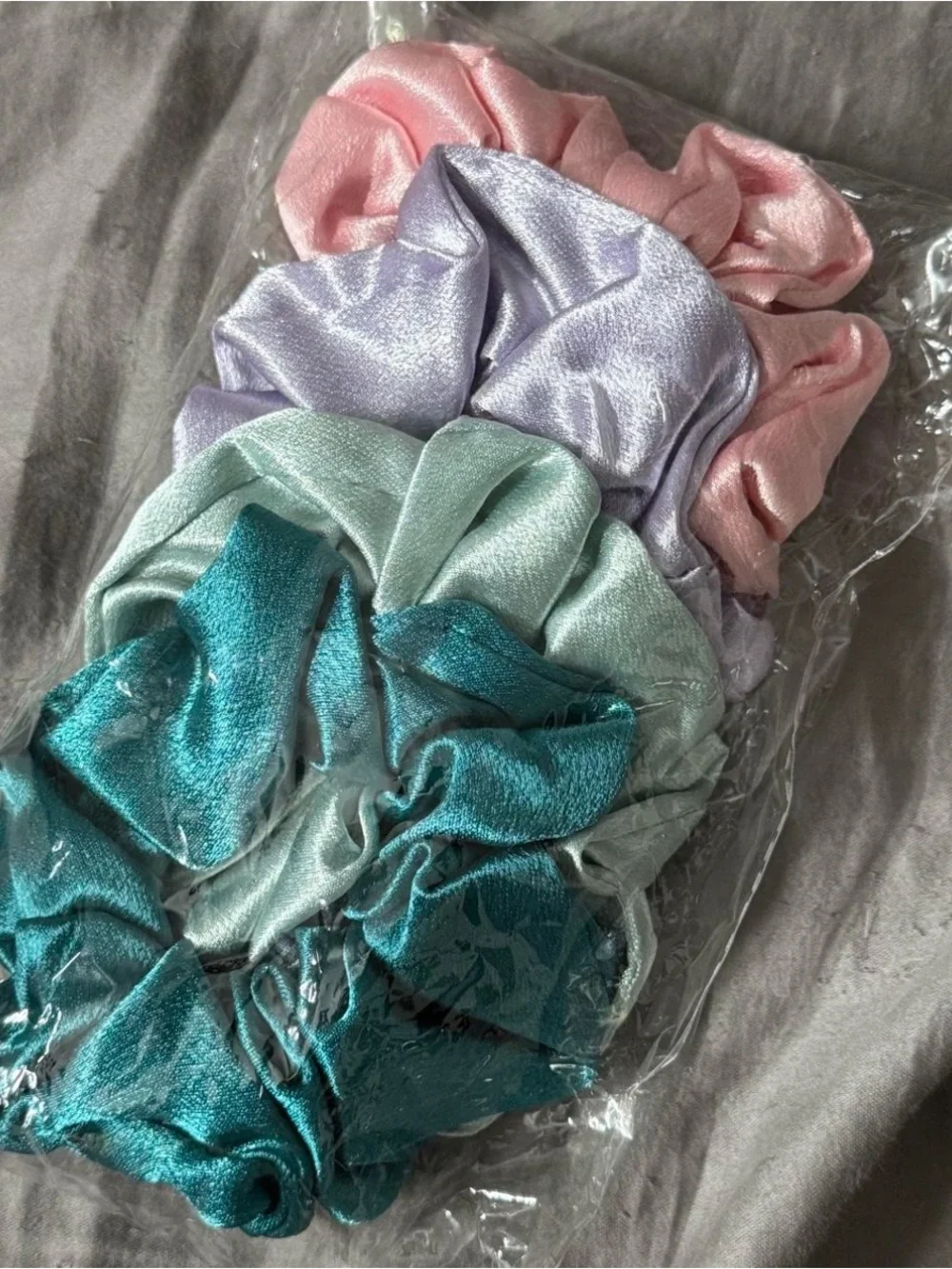 Set of Hair Scrunchies in Pink, Lavender, Mint and Teal